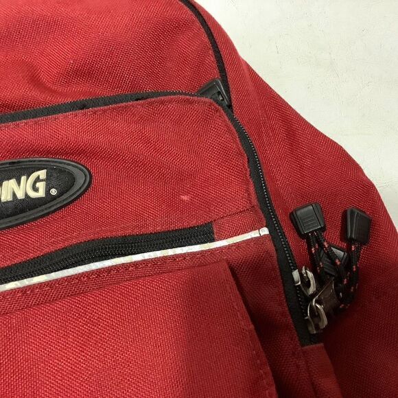Vintage Spalding Leather Bottom Backpack Red 16" x 13" - Picture 7 of 7